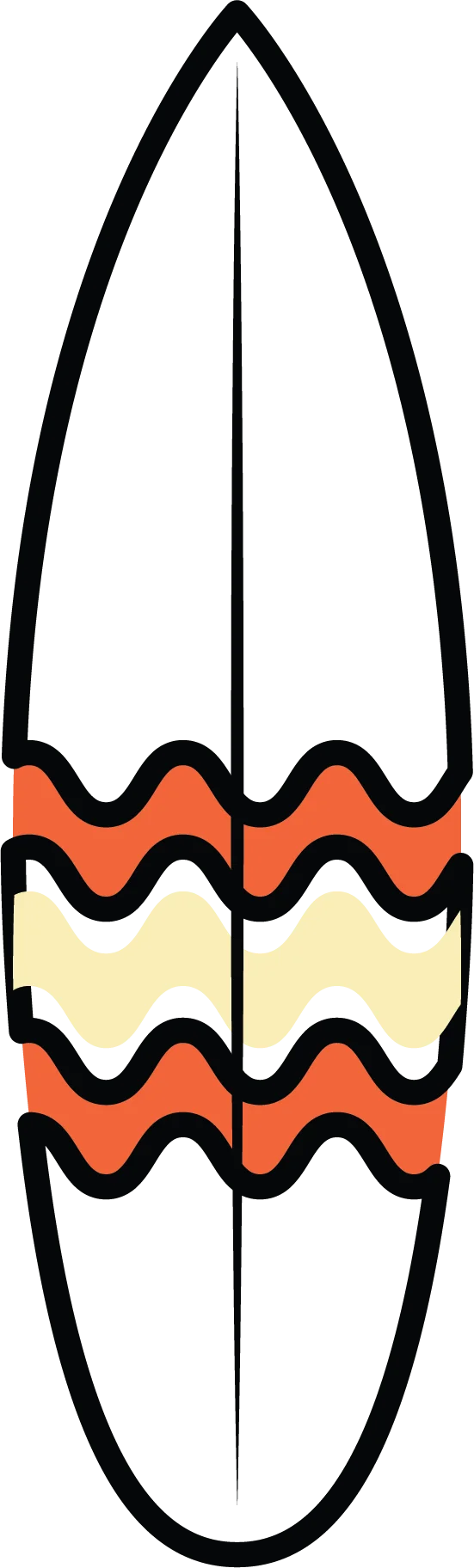Stylish Wavy Surfboard Clipart Design with Retro Color Palette