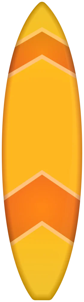 Sunny Sunset Chevron Surfboard Clipart Design with Warm Color Gradient