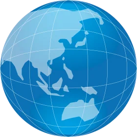 Elegant Blue Gradient Globe Clipart Showcasing Continents and Latitude Lines