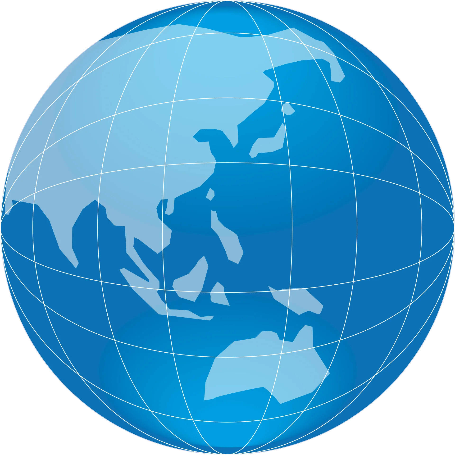 Elegant Blue Gradient Globe Clipart Showcasing Continents and Latitude Lines
