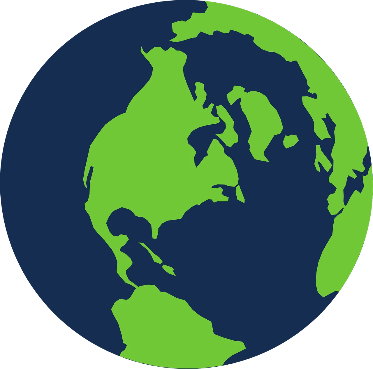 Minimalist Earth Clipart: Green and Navy Globe Representation
