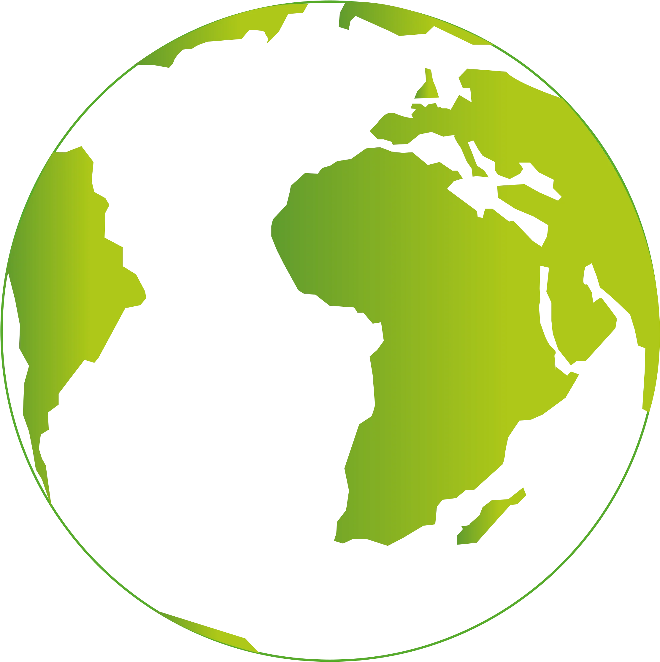 Minimalist Green Earth Clipart Illustration Showcasing Continent Silhouettes