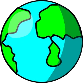 Simple and Colorful Earth Clipart Representing Global Continents and Oceans