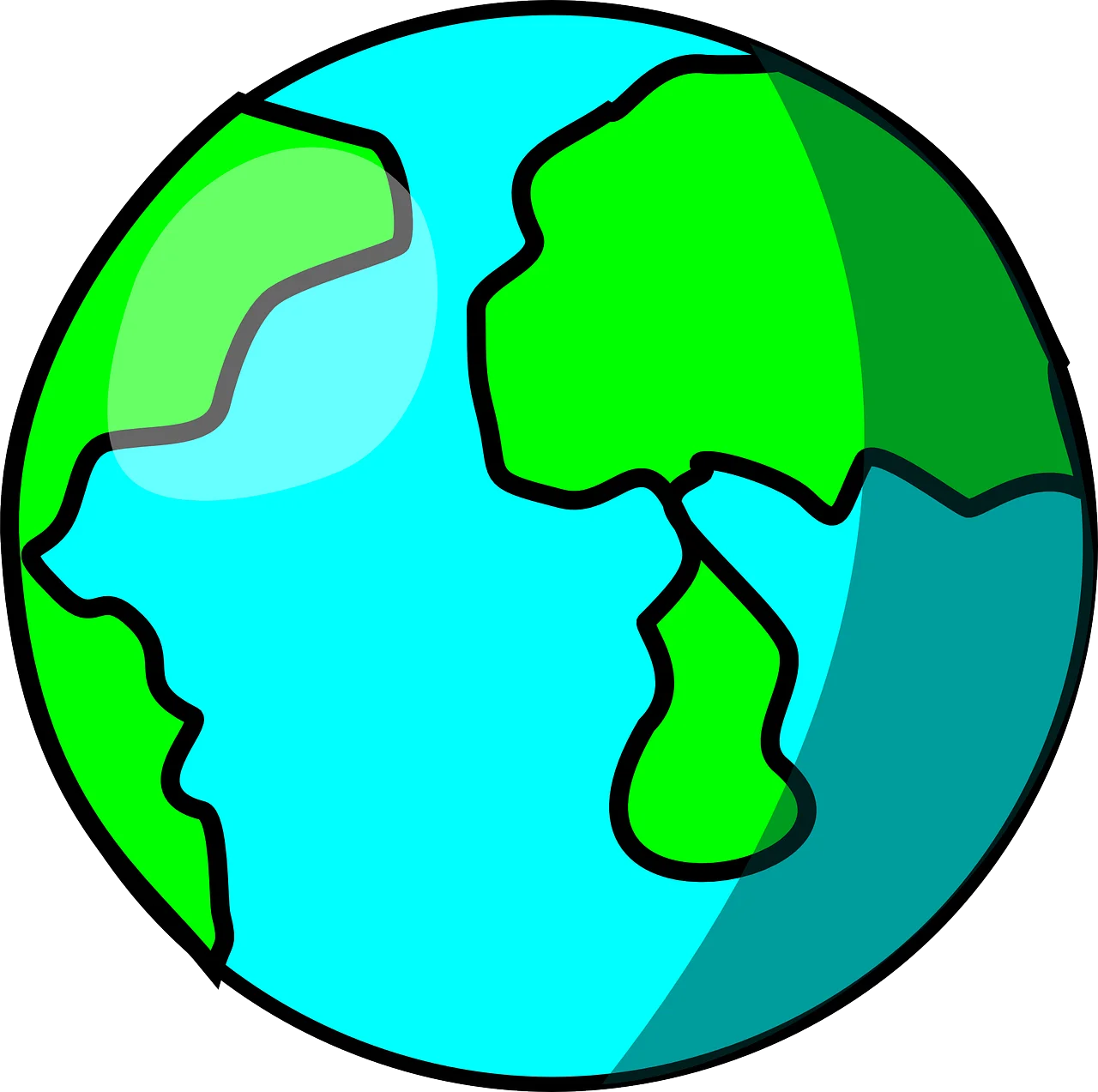 Simple and Colorful Earth Clipart Representing Global Continents and Oceans