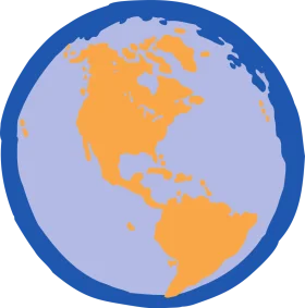 Simplified Cartographic Representation of Western Hemisphere Earth Clipart Illustration