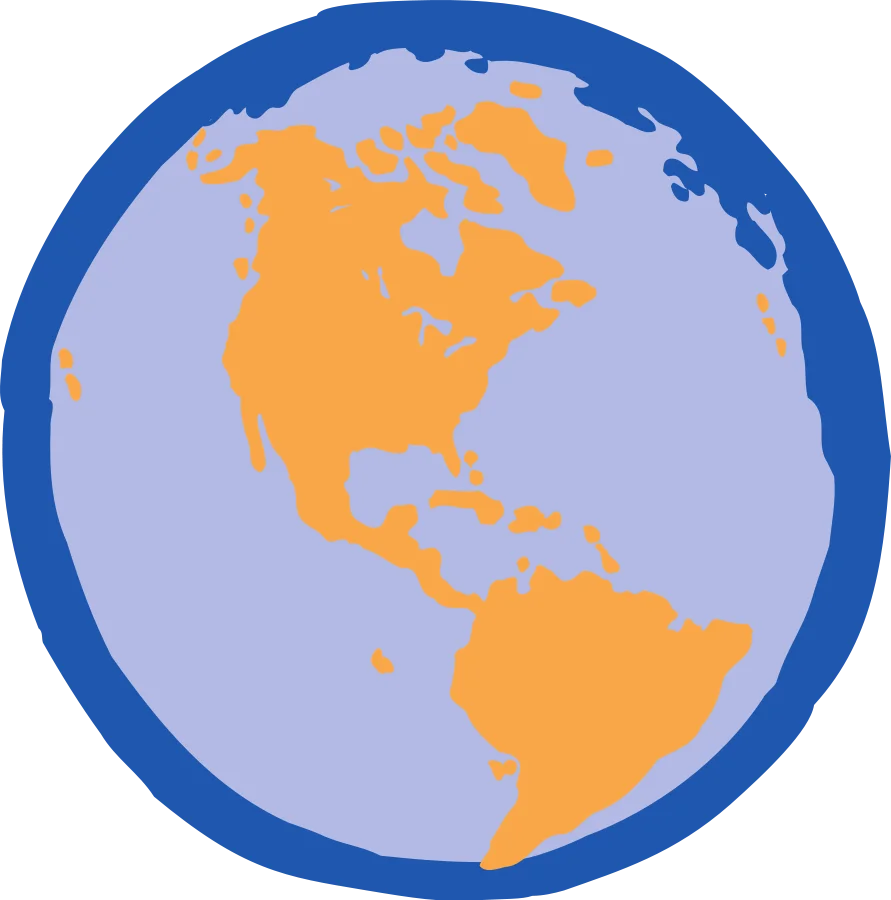 Simplified Cartographic Representation of Western Hemisphere Earth Clipart Illustration