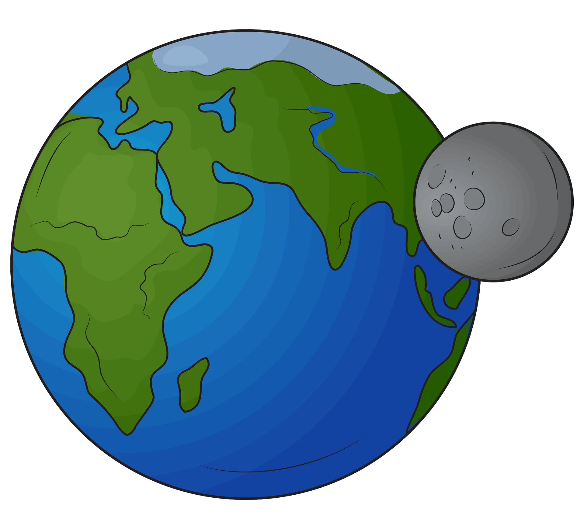 Simplified Earth and Moon Orbital Relationship Clipart Illustration