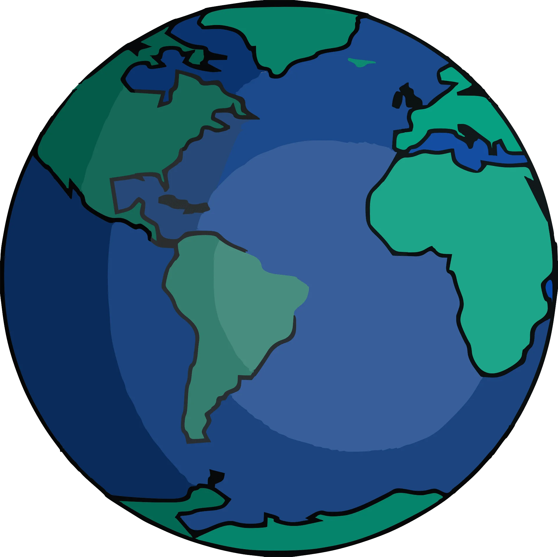Simplified Earth Clipart: A Minimalist Representation of Our Blue and Green Planet