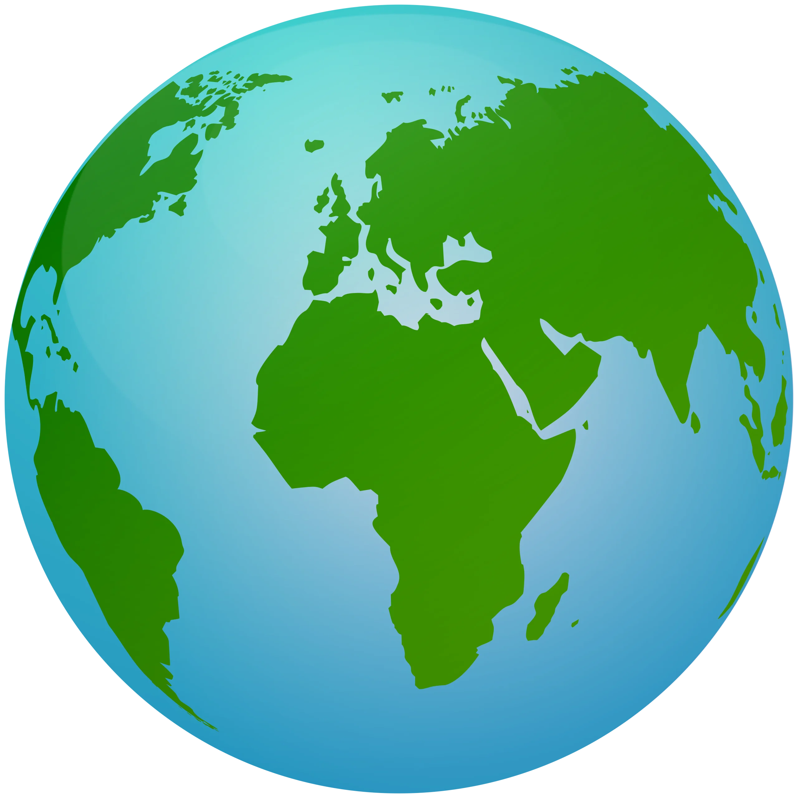 Simplified Earth Clipart: Geographical Representation of Global Continents and Oceans