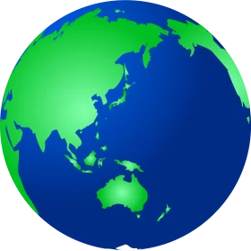 Simplified Geographical Representation of Planet Earth Clipart with Blue and Green Palette