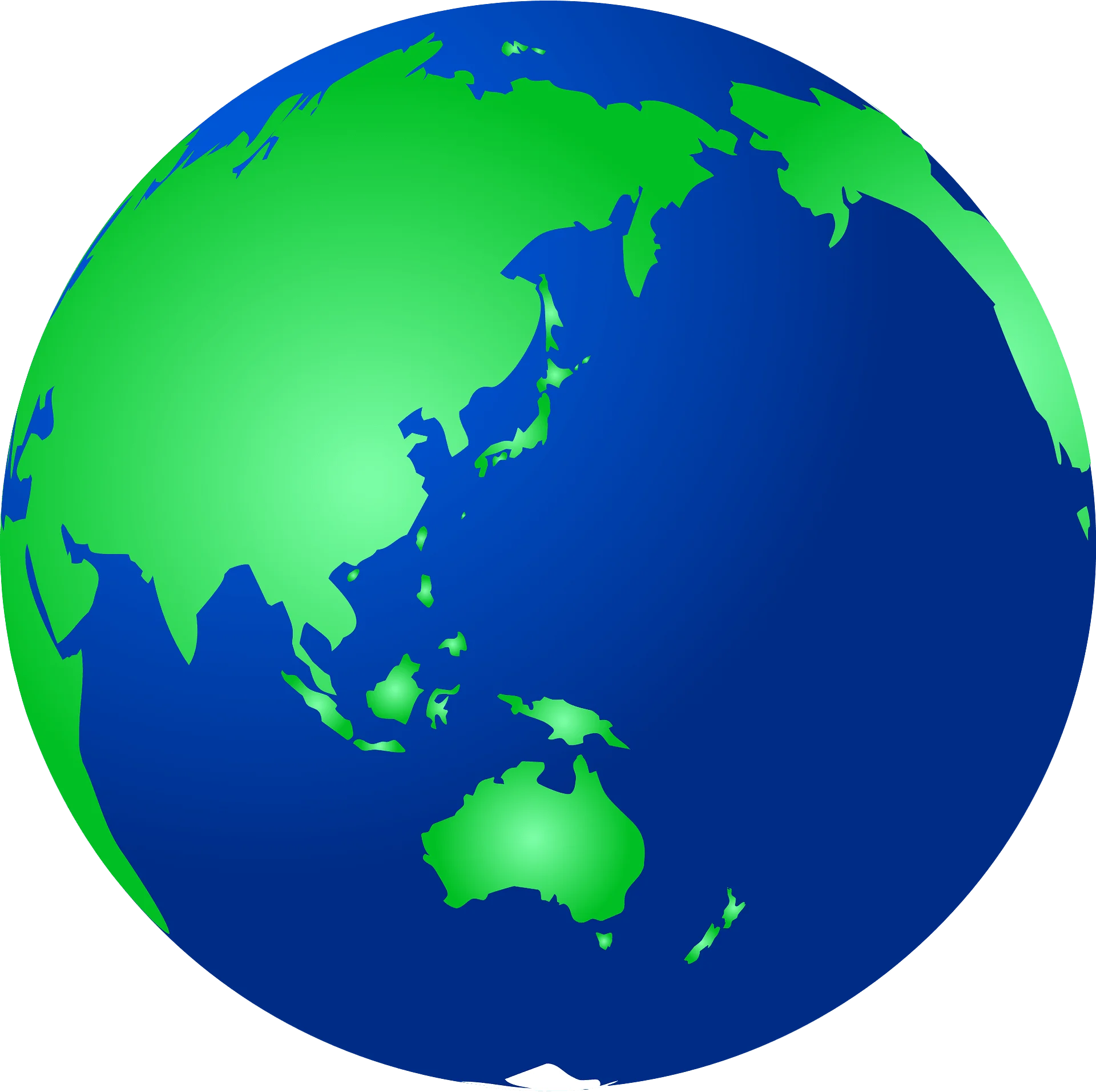 Simplified Geographical Representation of Planet Earth Clipart with Blue and Green Palette