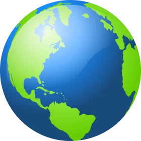 Stylized Earth Clipart Illustration Showcasing Continents and Oceans in Lime and Blue