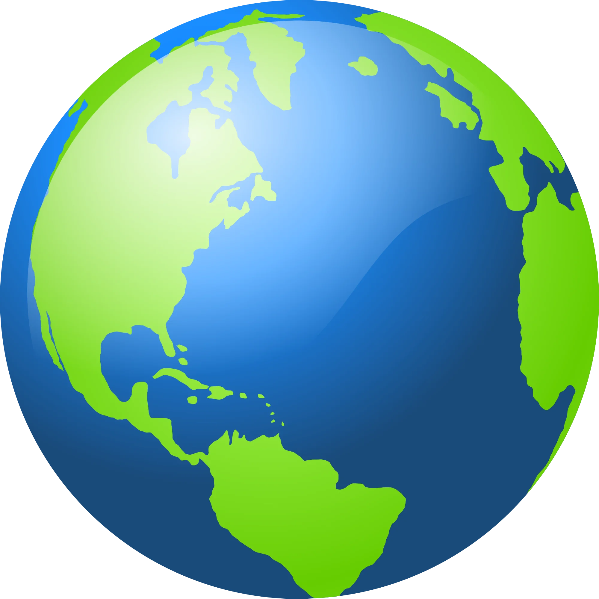 Stylized Earth Clipart Illustration Showcasing Continents and Oceans in Lime and Blue