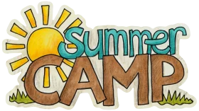 Cheerful Summer Camp Clipart Design with Sunny Illustration and Playful Typography