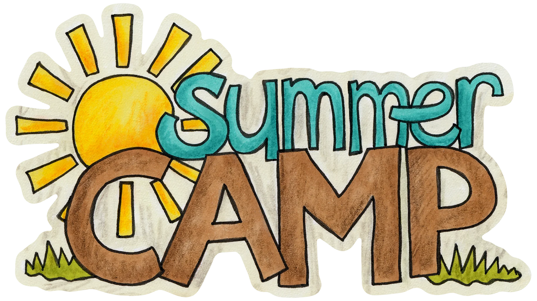 Cheerful Summer Camp Clipart Design with Sunny Illustration and Playful Typography