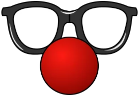 Classic Black Framed Glasses with Playful Red Clown Nose Clipart Design