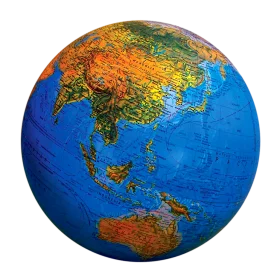 Colorful Detailed World Globe Clipart Showcasing Continents and Oceans