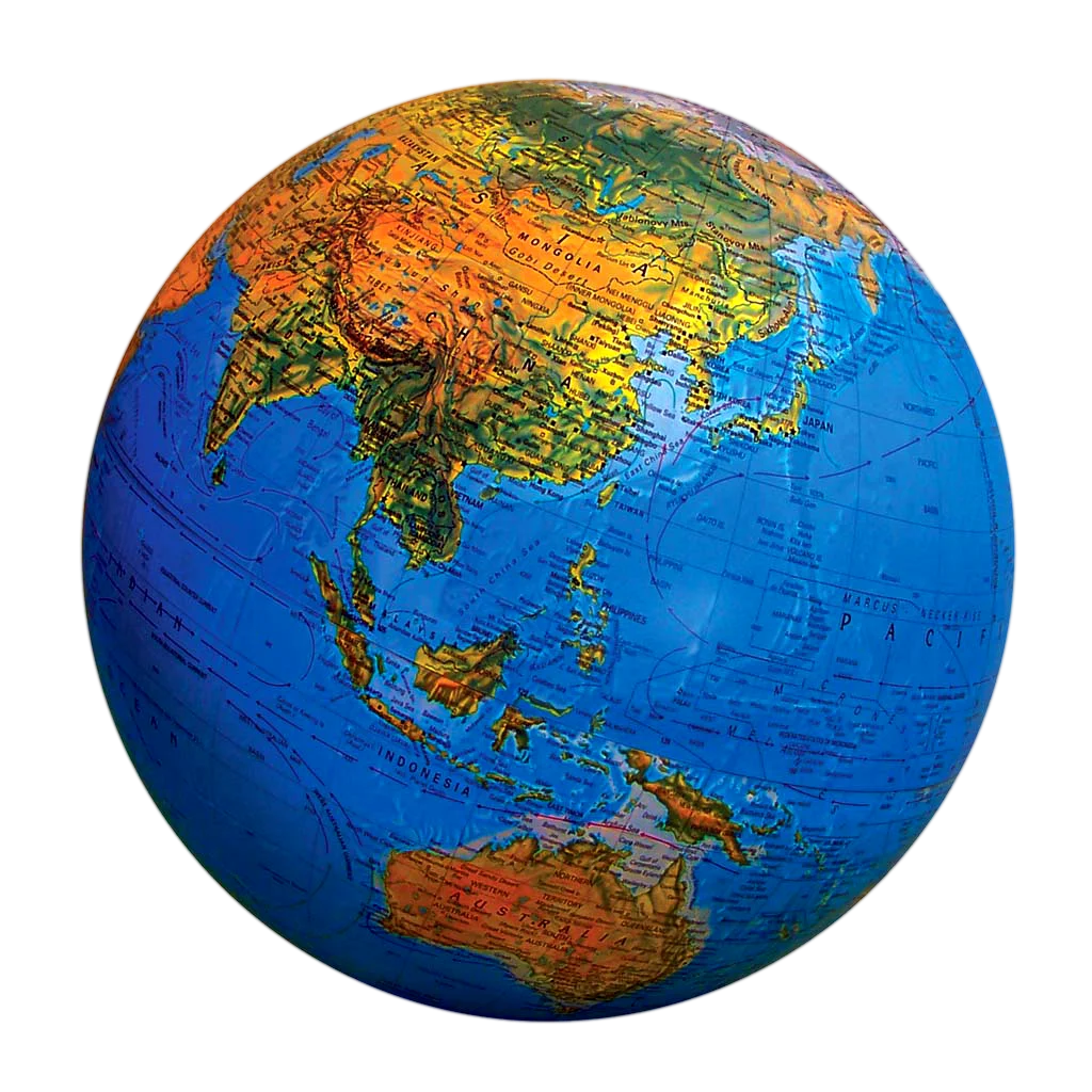 Colorful Detailed World Globe Clipart Showcasing Continents and Oceans