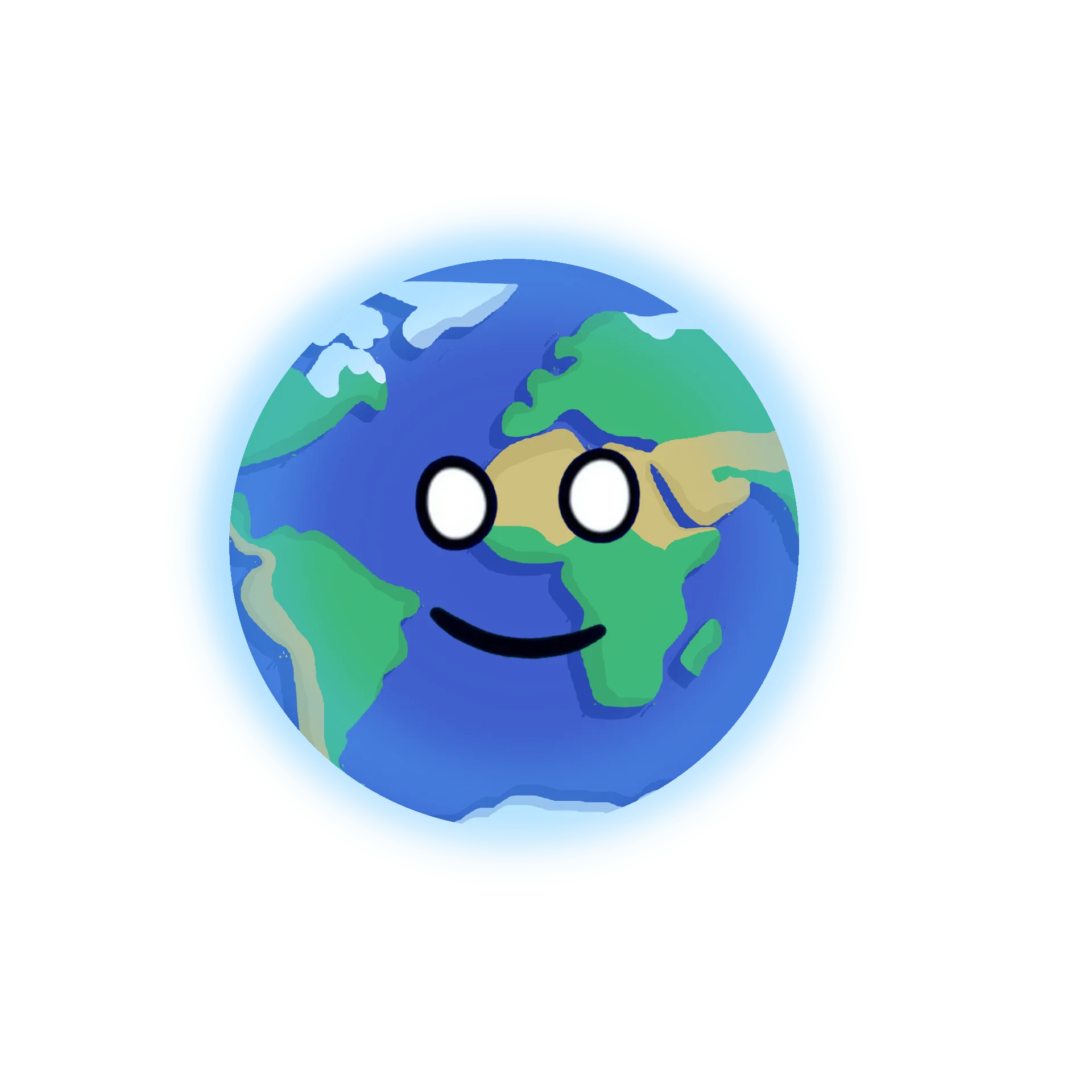 Cute and Friendly Earth Planet Globe Cartoon Clipart Design with Adorable Smile