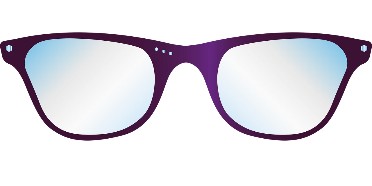 Elegant Purple Cat-Eye Glasses Clipart with Soft Blue Gradient Lenses