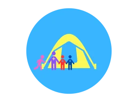 Family Camping Adventure Clipart: Joyful Silhouettes Under a Bright Tent