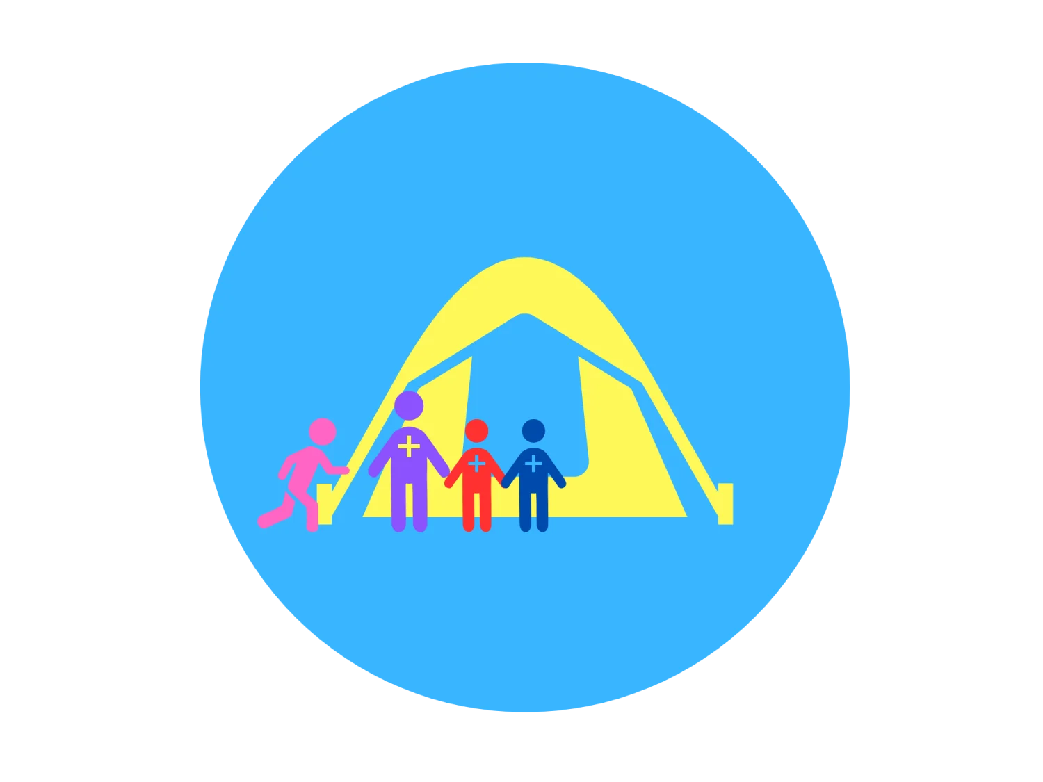 Family Camping Adventure Clipart: Joyful Silhouettes Under a Bright Tent