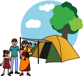 Family Camping Adventure Outdoor Leisure Clipart Illustration Design