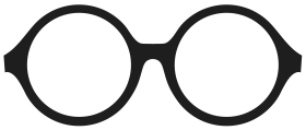Large Round Black Rimmed Minimalist Eyeglasses Clipart Design Element