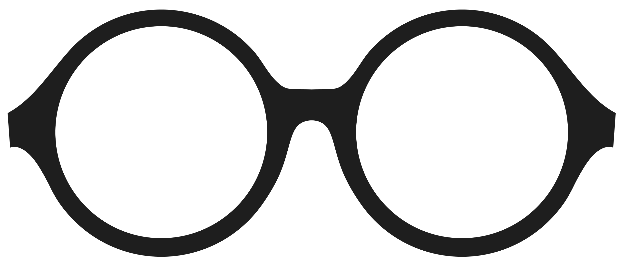 Large Round Black Rimmed Minimalist Eyeglasses Clipart Design Element