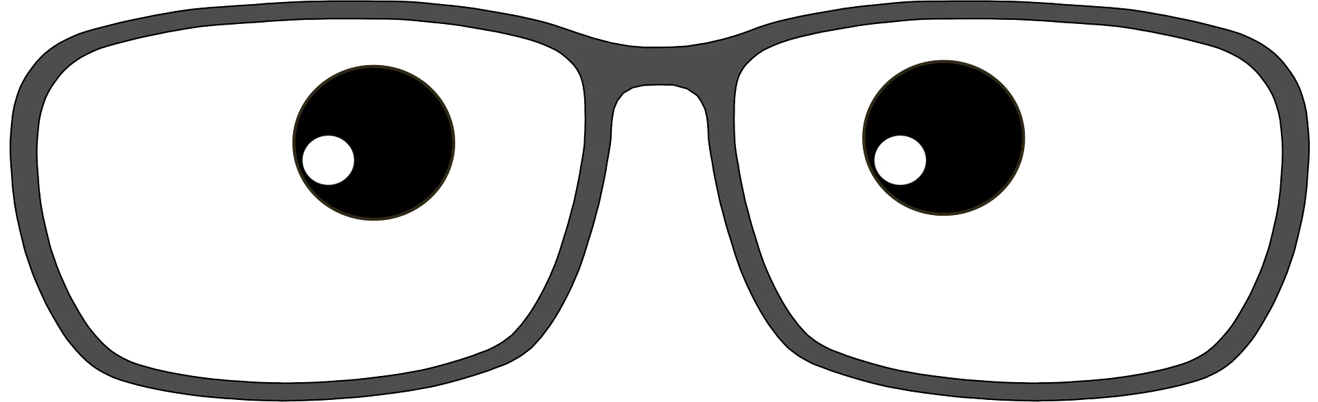 Minimalist Black and White Eyeglasses Clipart Design with Simple Circular Lenses