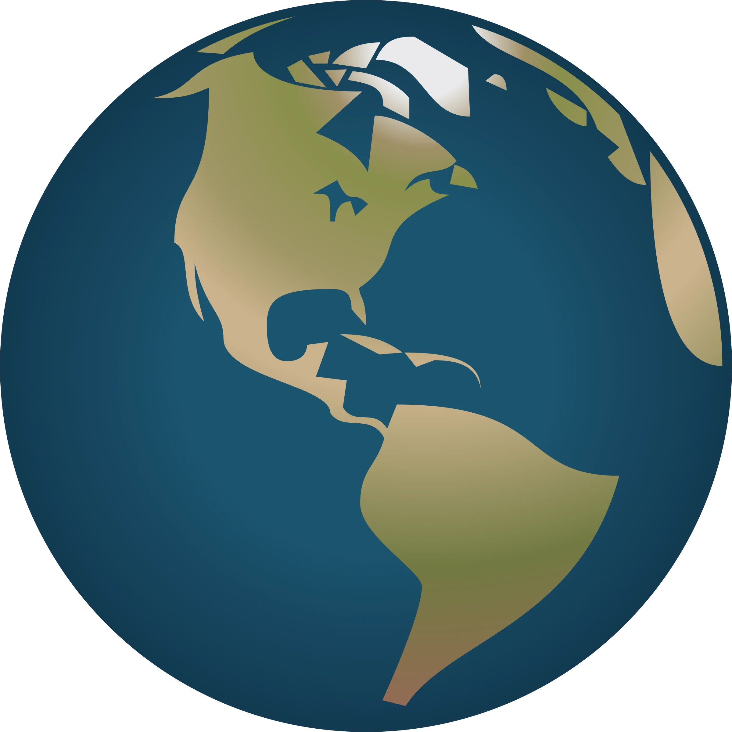 Minimalist Earth Globe Clipart Showcasing North and South American Continents