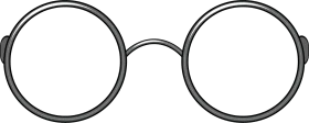 Minimalist Round Eyeglasses Clipart - Simple Black and White Sketch Design