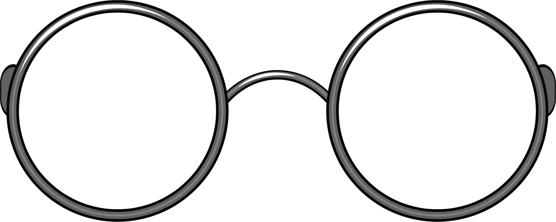 Minimalist Round Eyeglasses Clipart - Simple Black and White Sketch Design