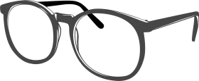 Oversized Black-Rimmed Retro Eyeglasses Minimalist Clipart Design