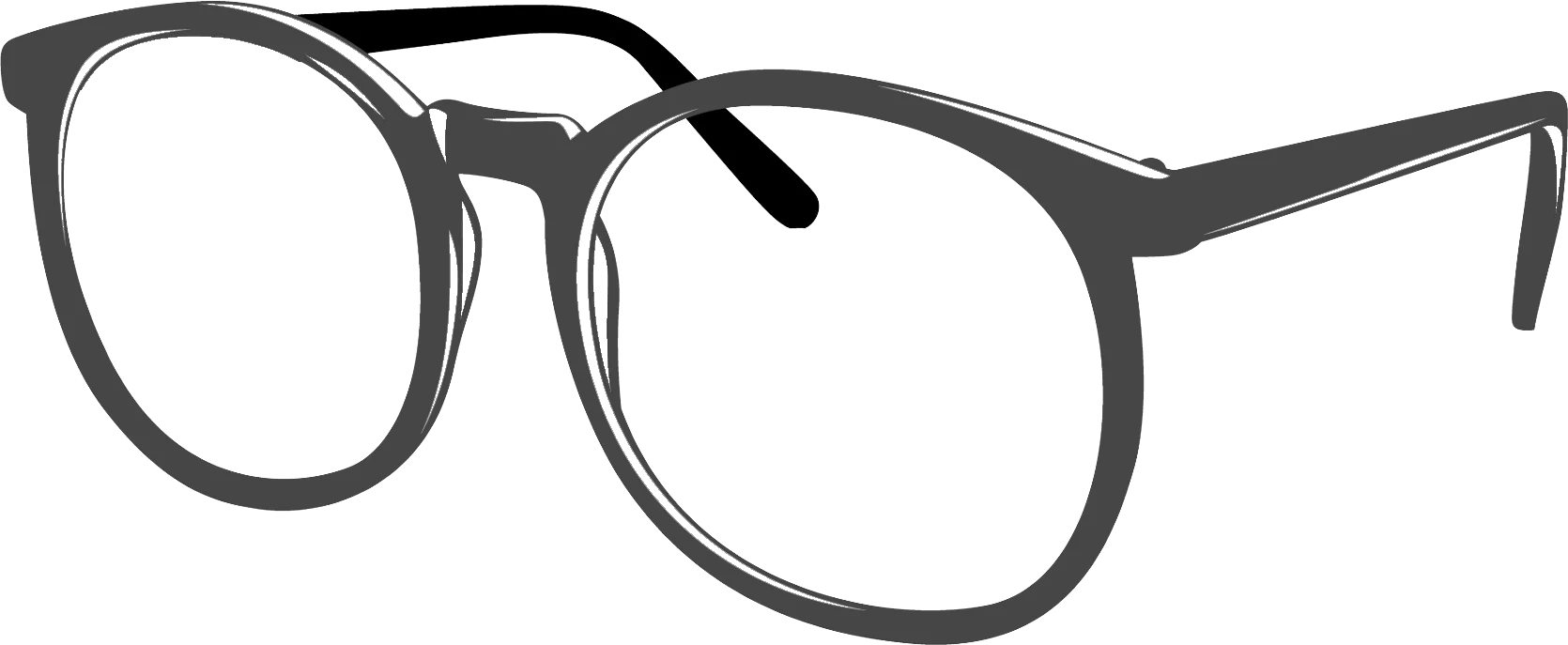Oversized Black-Rimmed Retro Eyeglasses Minimalist Clipart Design
