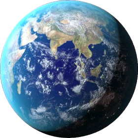 Realistic Digital Earth Clipart: Serene Blue Marble Globe Visualization