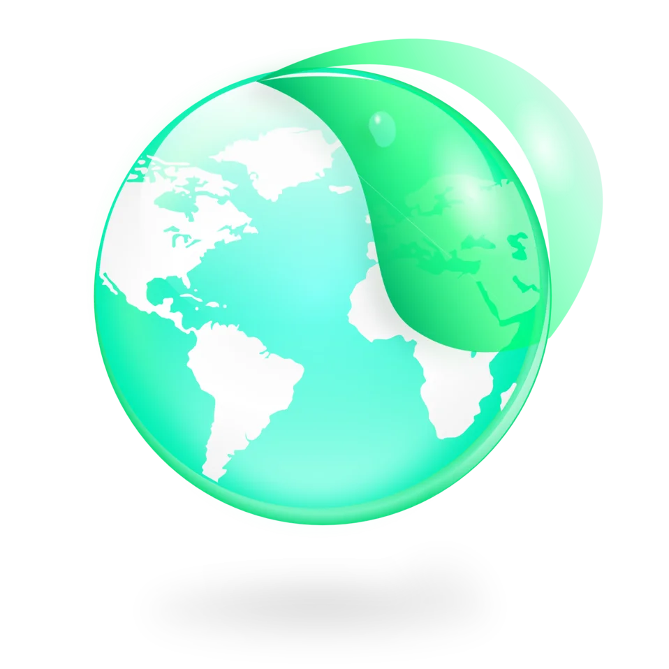 Serene Green Earth Global Connectivity Glossy Clipart Illustration