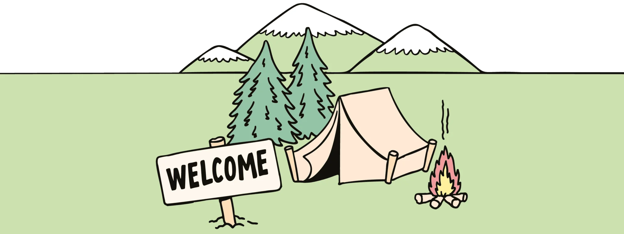 Serene Mountain Camping Clipart with Welcoming Forest Landscape Scene
