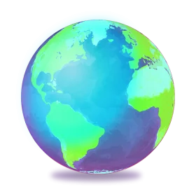 Stylized Global Sphere Clipart: Soft Gradient Earth Representation with Pastel Hues