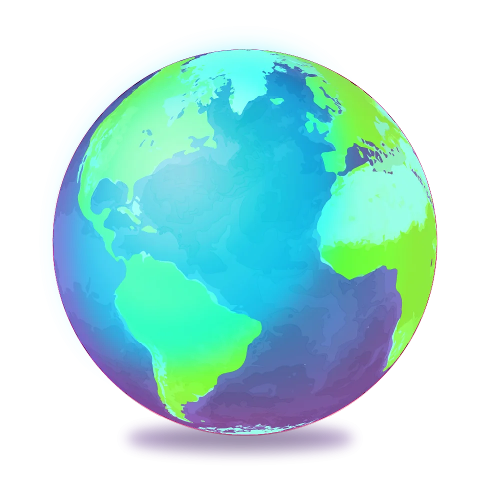 Stylized Global Sphere Clipart: Soft Gradient Earth Representation with Pastel Hues