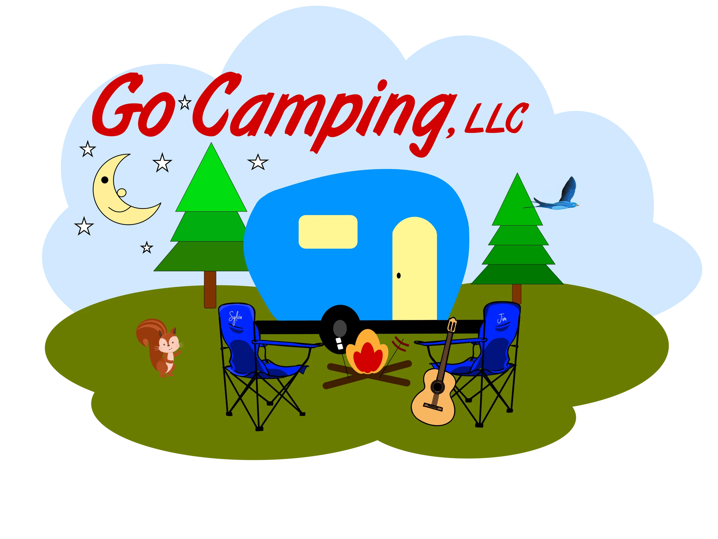 Whimsical Go Camping LLC Outdoor Adventure Clipart Illustration
