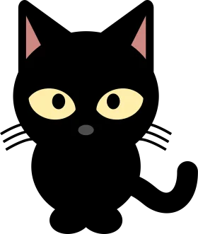 Adorable Black Cat Clipart with Expressive Yellow Eyes and Cute Whiskers
