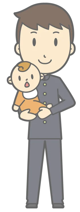 Adorable Cartoon Student Dad Holding Infant Clipart Illustration