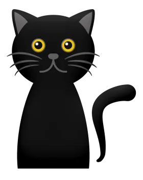 Adorable Midnight-Hued Feline Clipart with Luminous Golden Eyes