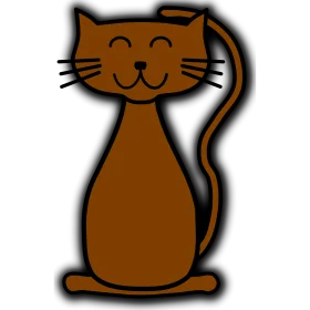 Adorable Minimalist Brown Cat Silhouette Cartoon Clipart Design
