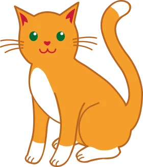 Adorable Orange Tabby Cat Sitting Pretty: Charming Cartoon Clipart Illustration