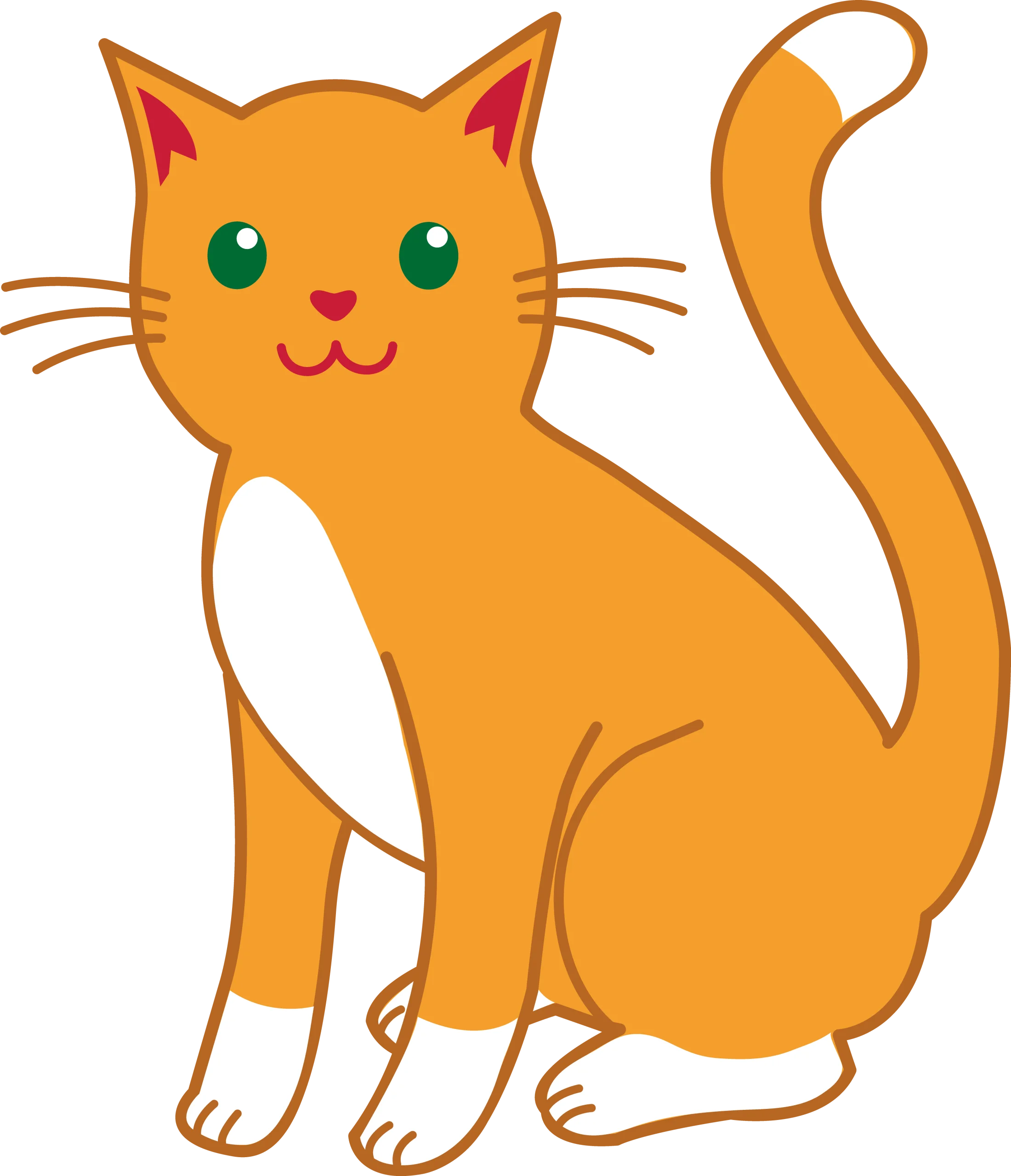 Adorable Orange Tabby Cat Sitting Pretty: Charming Cartoon Clipart Illustration