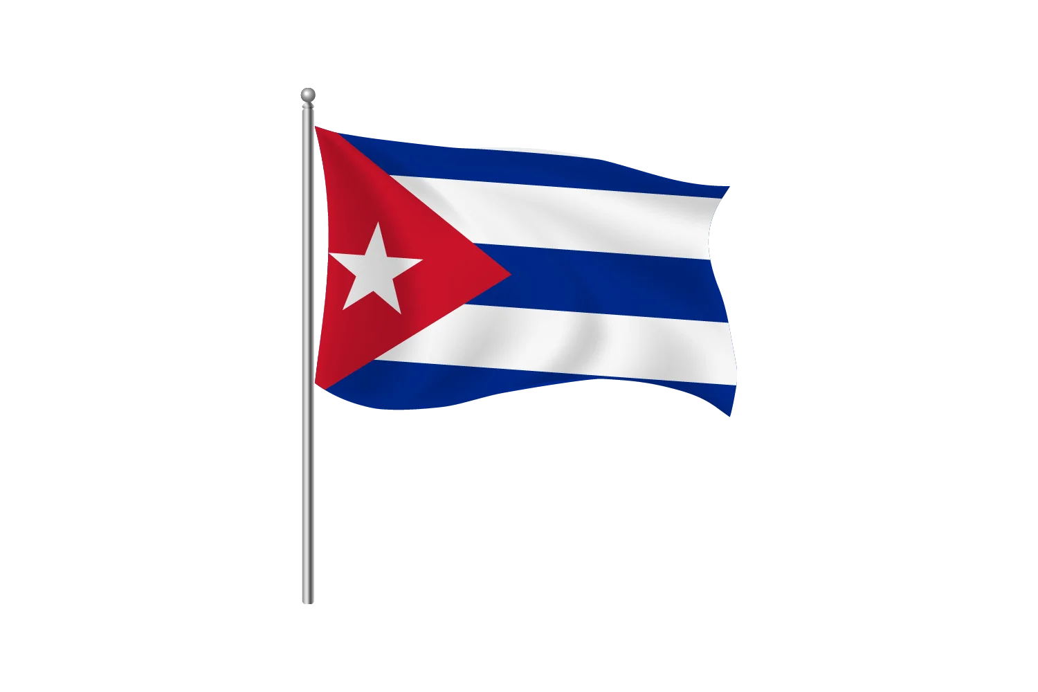 Authentic Cuban National Flag Clipart with Detailed Waving Design