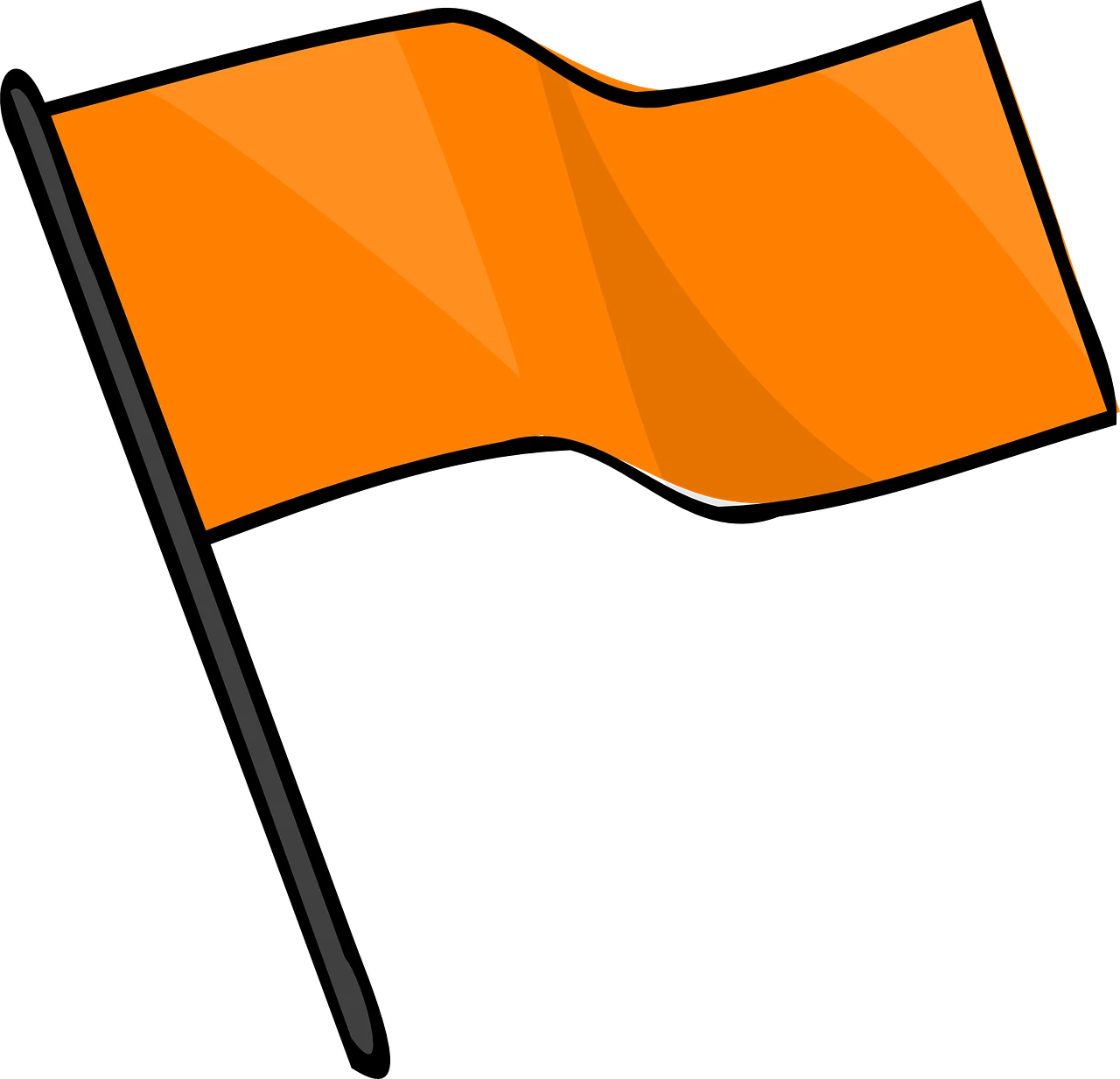 Bright Orange Waving Flag Clipart Illustration with Simple Design