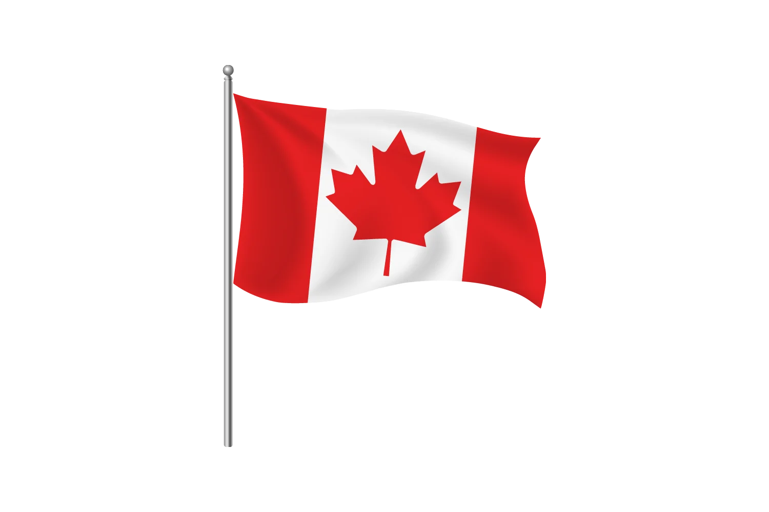 Canadian National Flag Clipart: Iconic Maple Leaf Emblem Waving Proudly